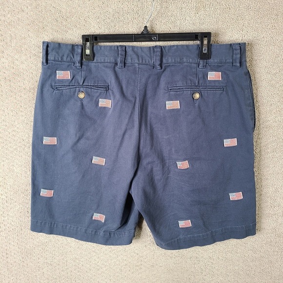 Southern Pines Shorts Mens 38 Blue American Flag AOP Chino Flat Front Stretch‎ - Picture 3 of 9